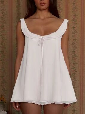 White Loose Fit Set Low Rise Short